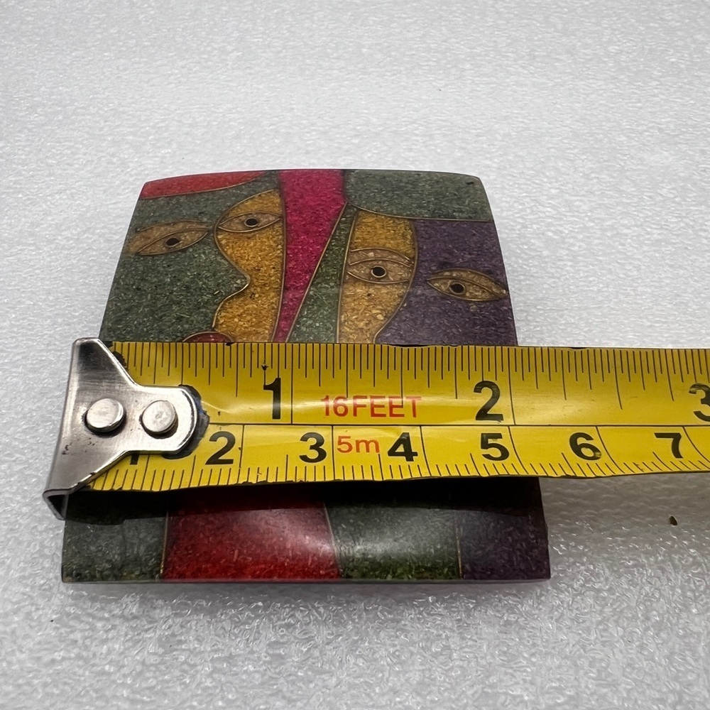 Picasso Style Cubist/Surrealist Style Two Women Faces Resin Brooch - Picture 4 of 8